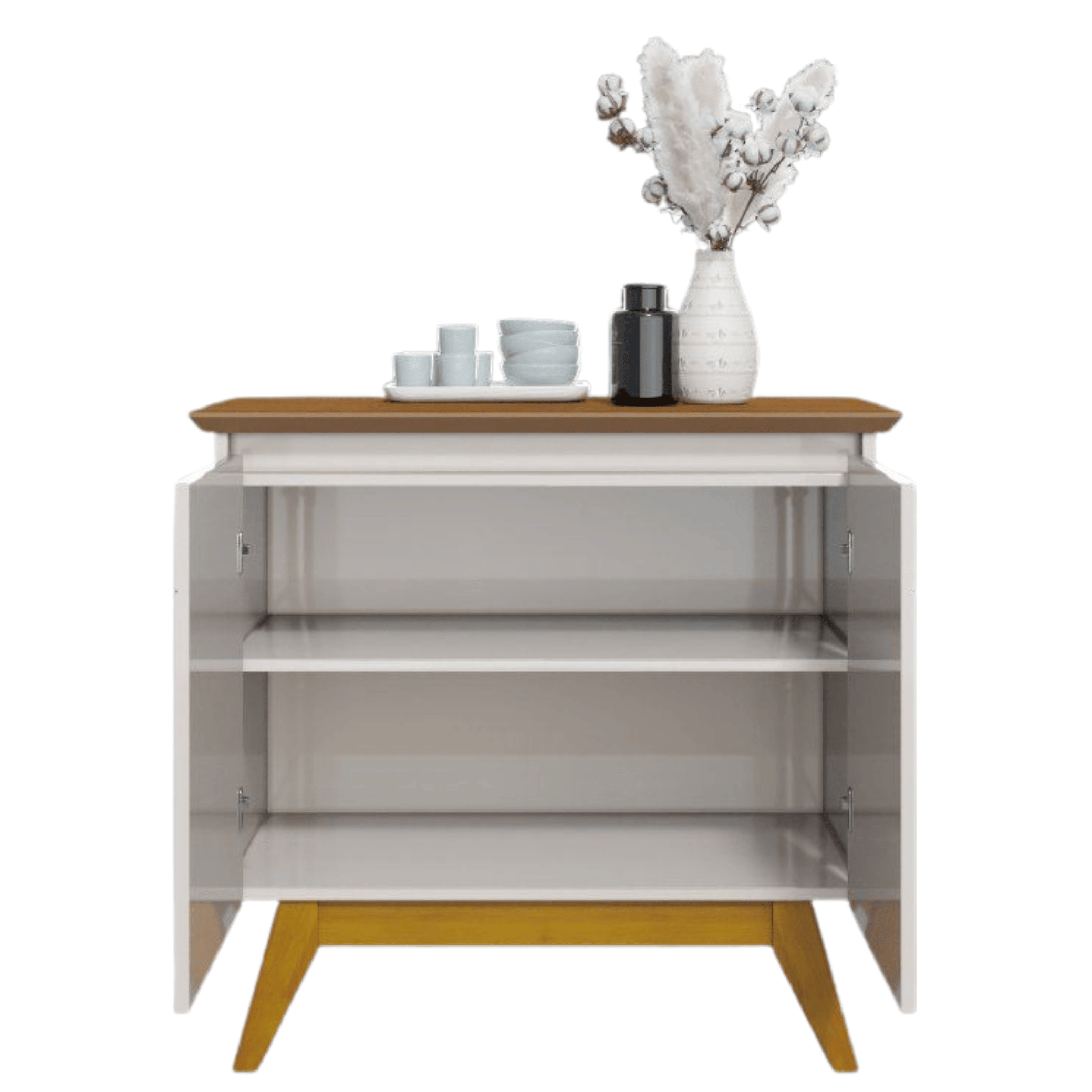 Balcão Buffet Classic Imcal 85cm 2 Portas Off White e Nature
