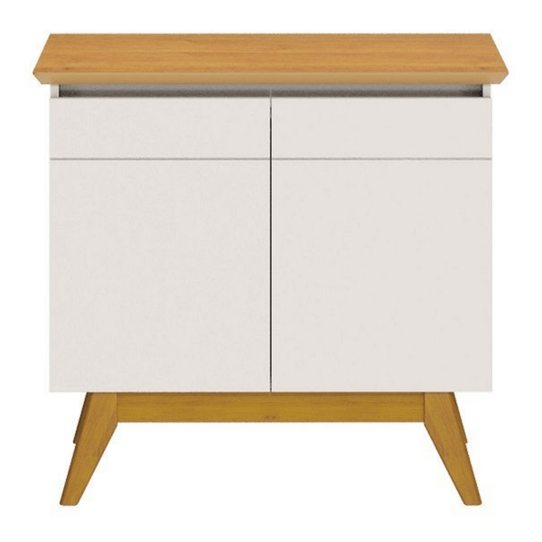 Balcão Buffet Classic Imcal 85cm 2 Portas Off White e Nature