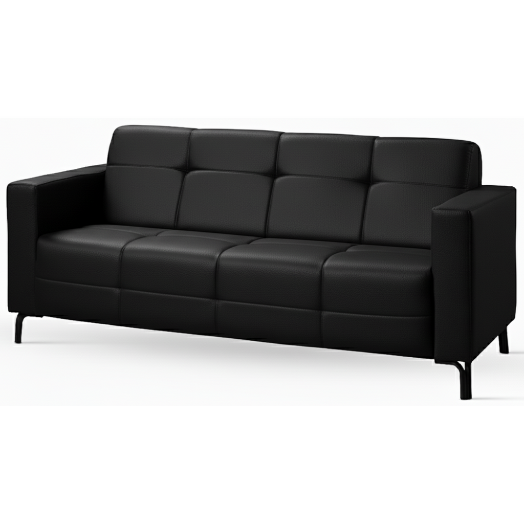 Sofá Living Hamilton 200cm Konfort Pés Metal Preto Courino Preto