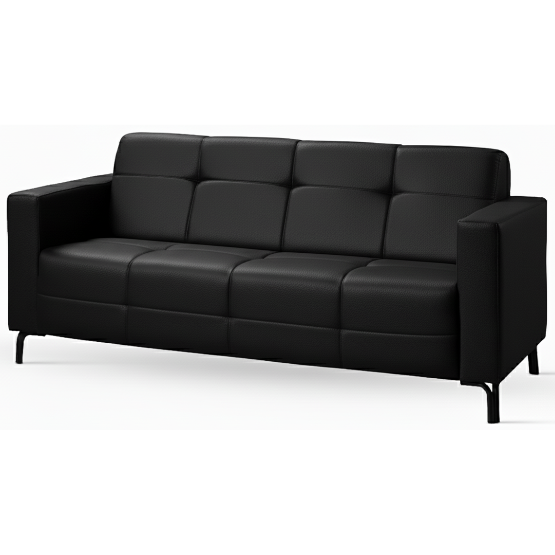Sofá Living Hamilton 200cm Konfort Pés Metal Preto Courino Preto
