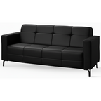 Sofá Living Hamilton 200cm Konfort Pés Metal Preto Courino Preto
