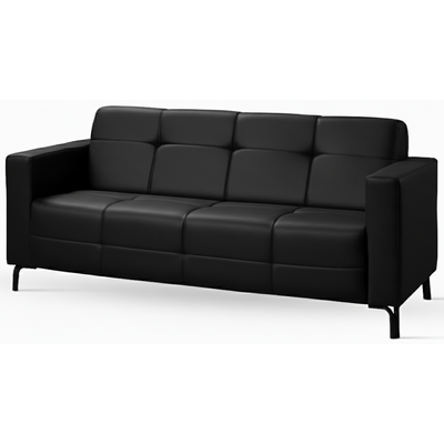 Sofá Living Hamilton 200cm Konfort Pés Metal Preto Courino Preto