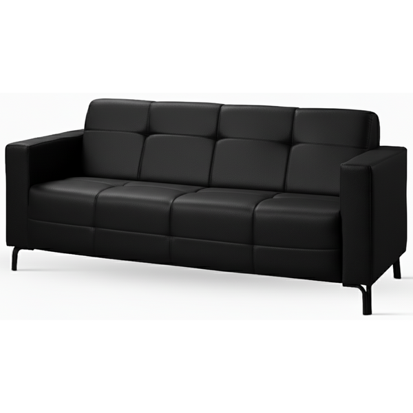Sofá Living Hamilton 200cm Konfort Pés Metal Preto Courino Preto