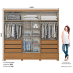Roupeiro Imperial Henn 100% MDF 260cm 6 Portas 3 Gavetas Cinamomo
