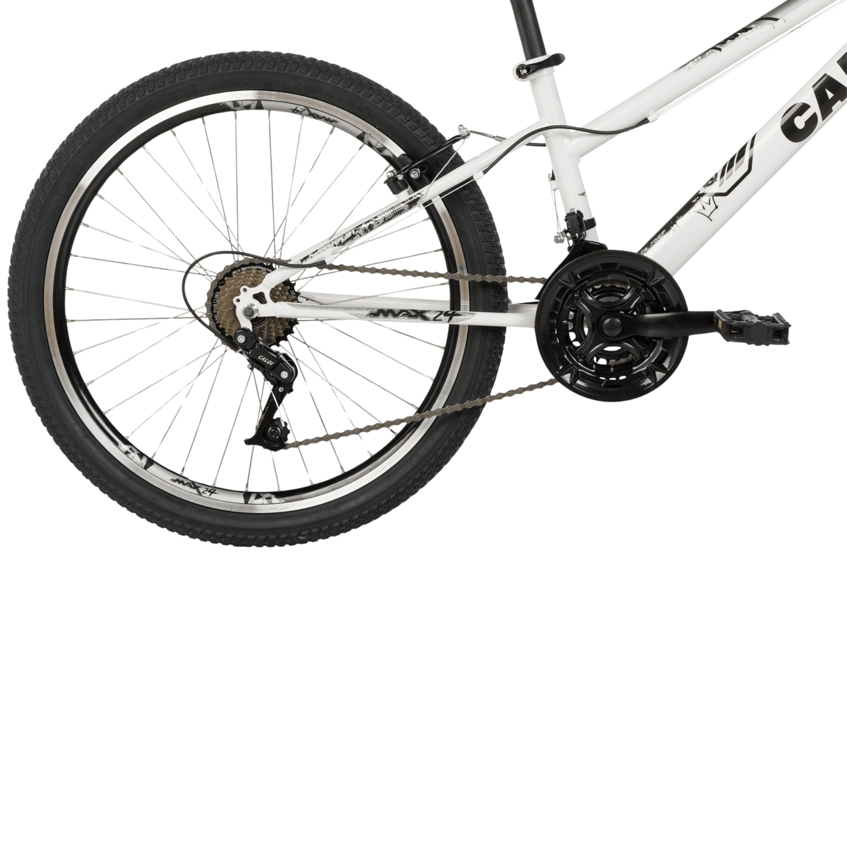 Bicicleta Caloi Aro 24 Max Freio V-Brake 21 Velocidades Branco e Preto
