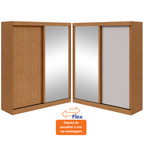 Roupeiro Zeine Lopas 180cm 2 Portas Correr com Espelho Flex Amêndoa e Off White