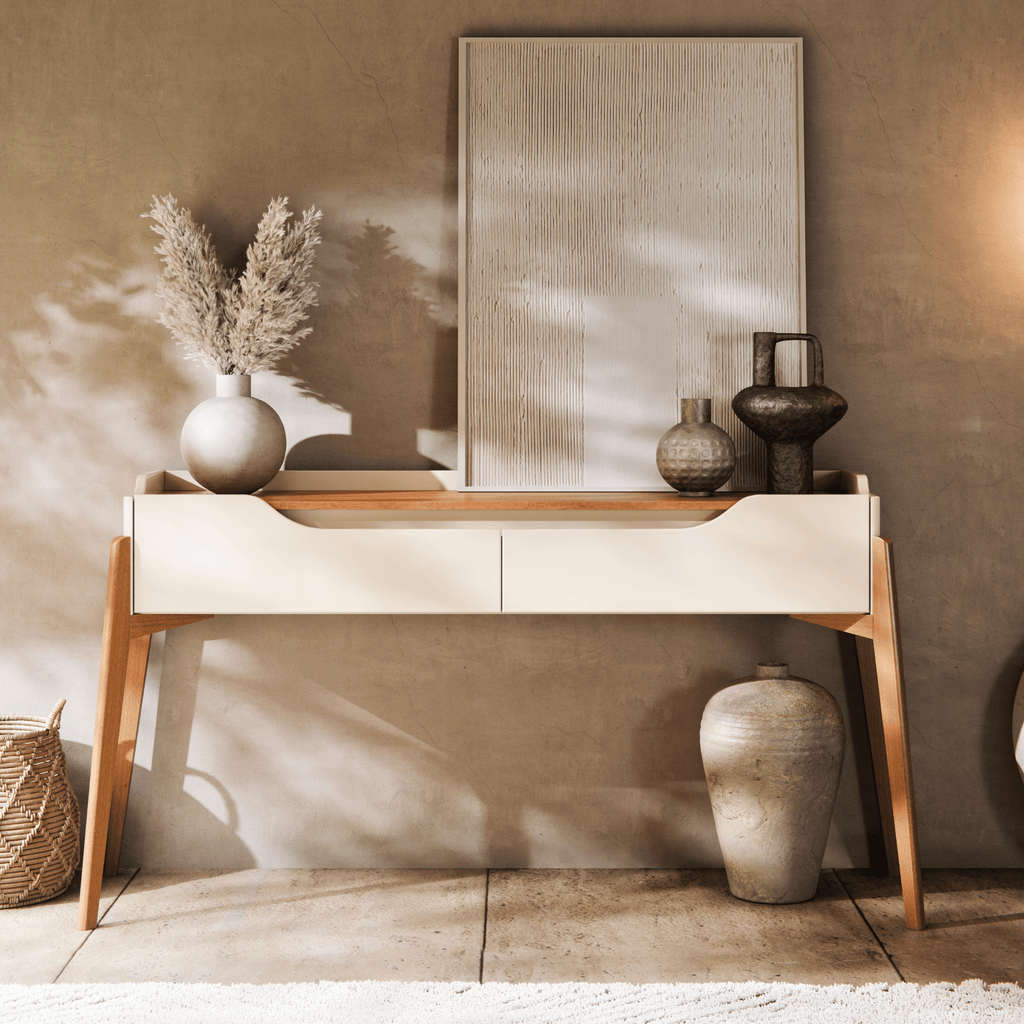 Aparador Studio 140cm Imcal 2 Gavetas Off White e Nature