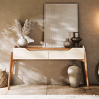 Aparador Studio 140cm Imcal 2 Gavetas Off White e Nature