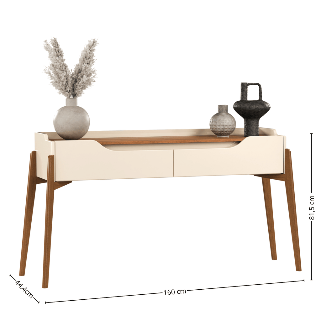 Aparador Studio 140cm Imcal 2 Gavetas Off White e Nature