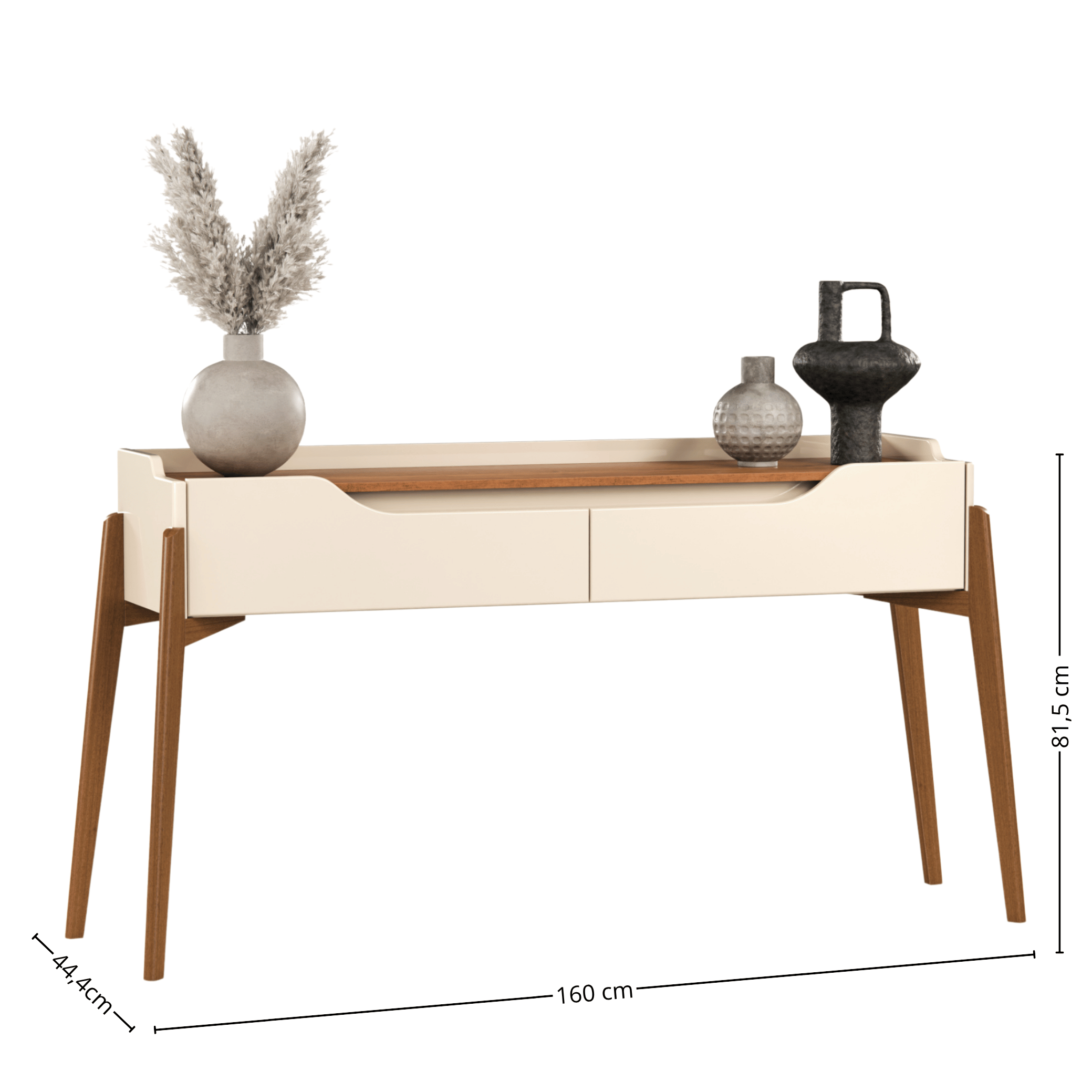 Aparador Studio 140cm Imcal 2 Gavetas Off White e Nature