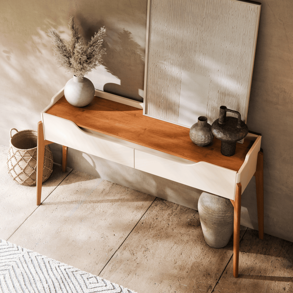 Aparador Studio 140cm Imcal 2 Gavetas Off White e Nature