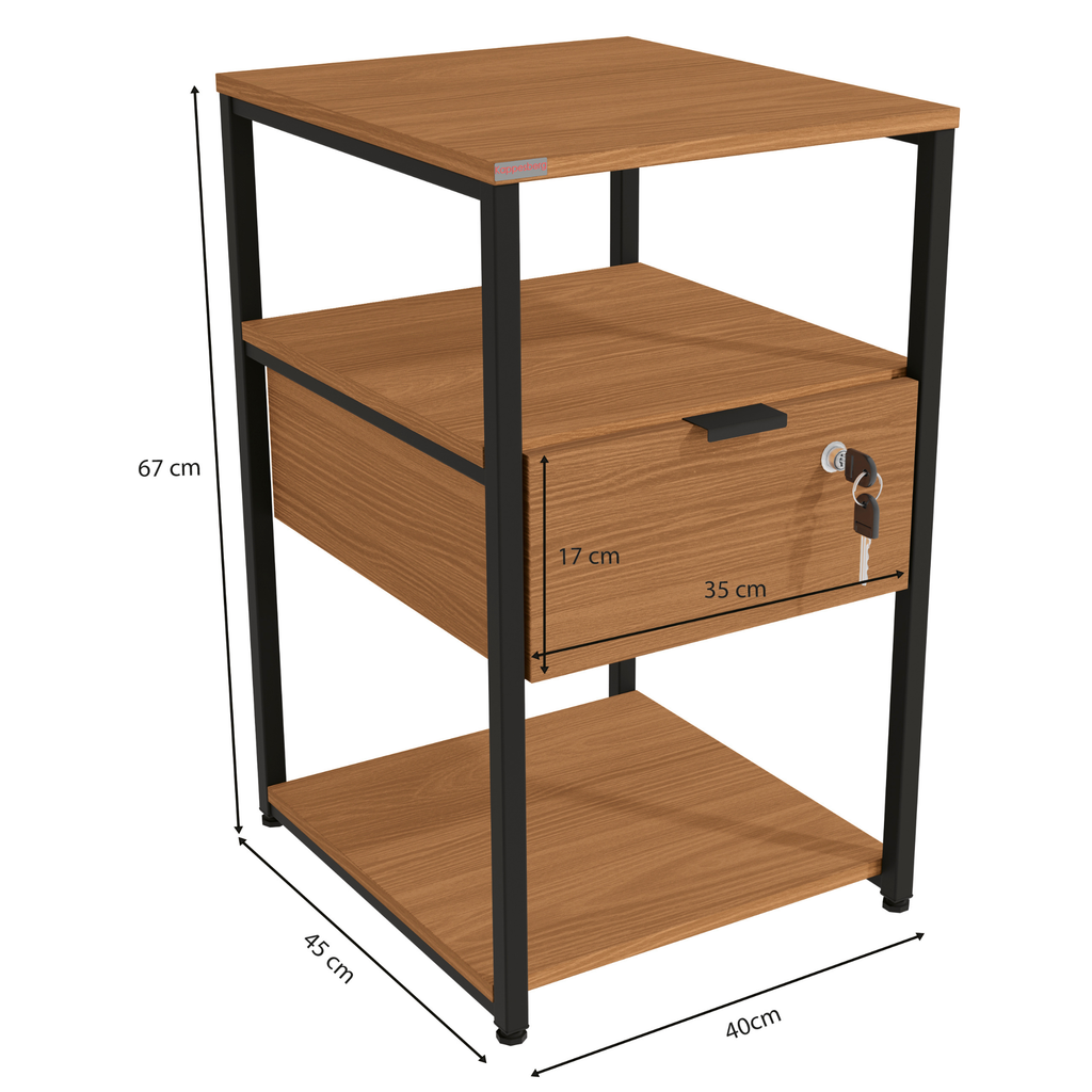 Mesa de Cabeceira Industrial Kappesberg LI046 Canela e Preto Fosco