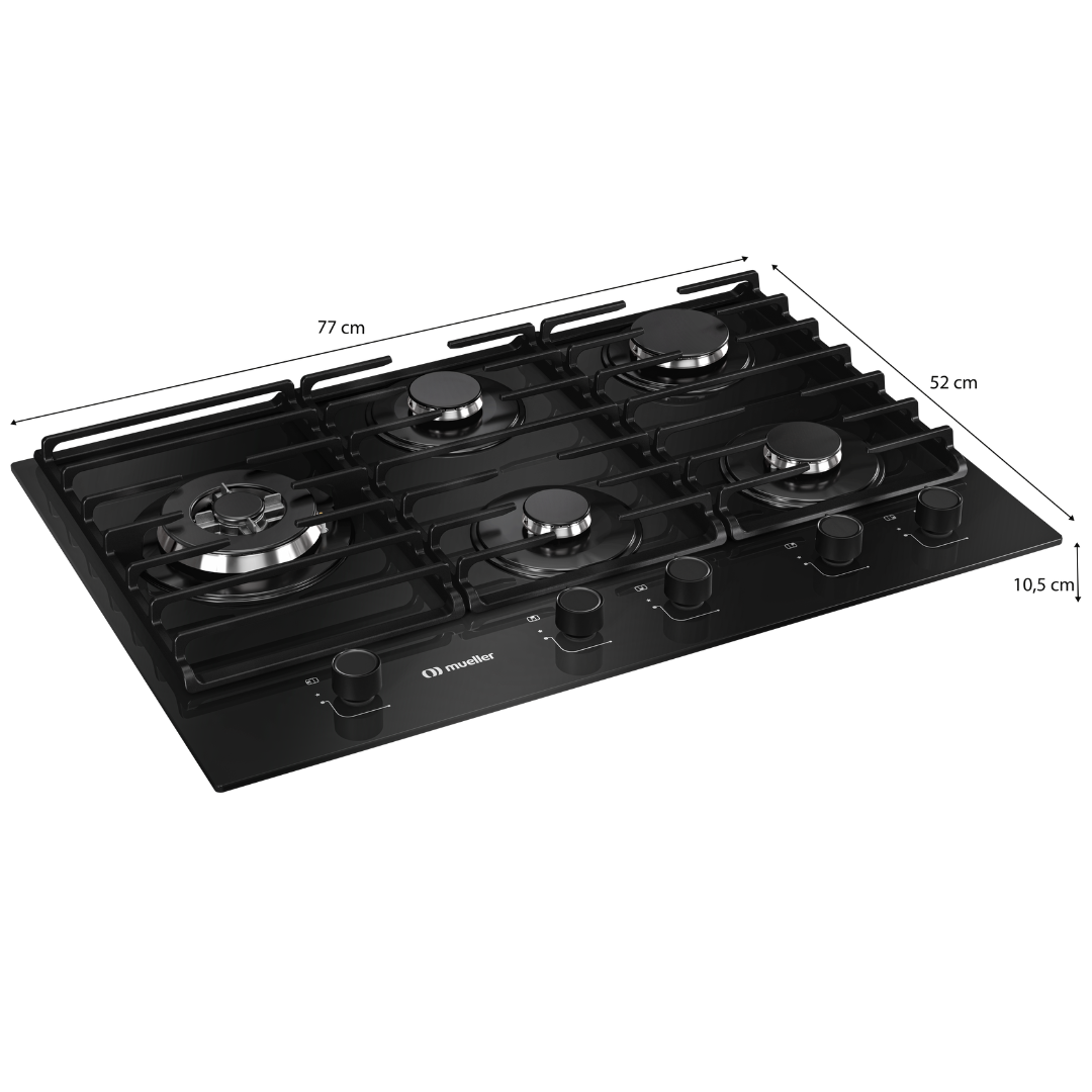 Cooktop à Gás Mueller 5 Bocas MCG5BM Tripla Chama Bivolt