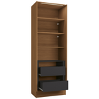 Cristaleira Vibra Kappesberg 80cm 2 Portas com LED Canela e Grafite