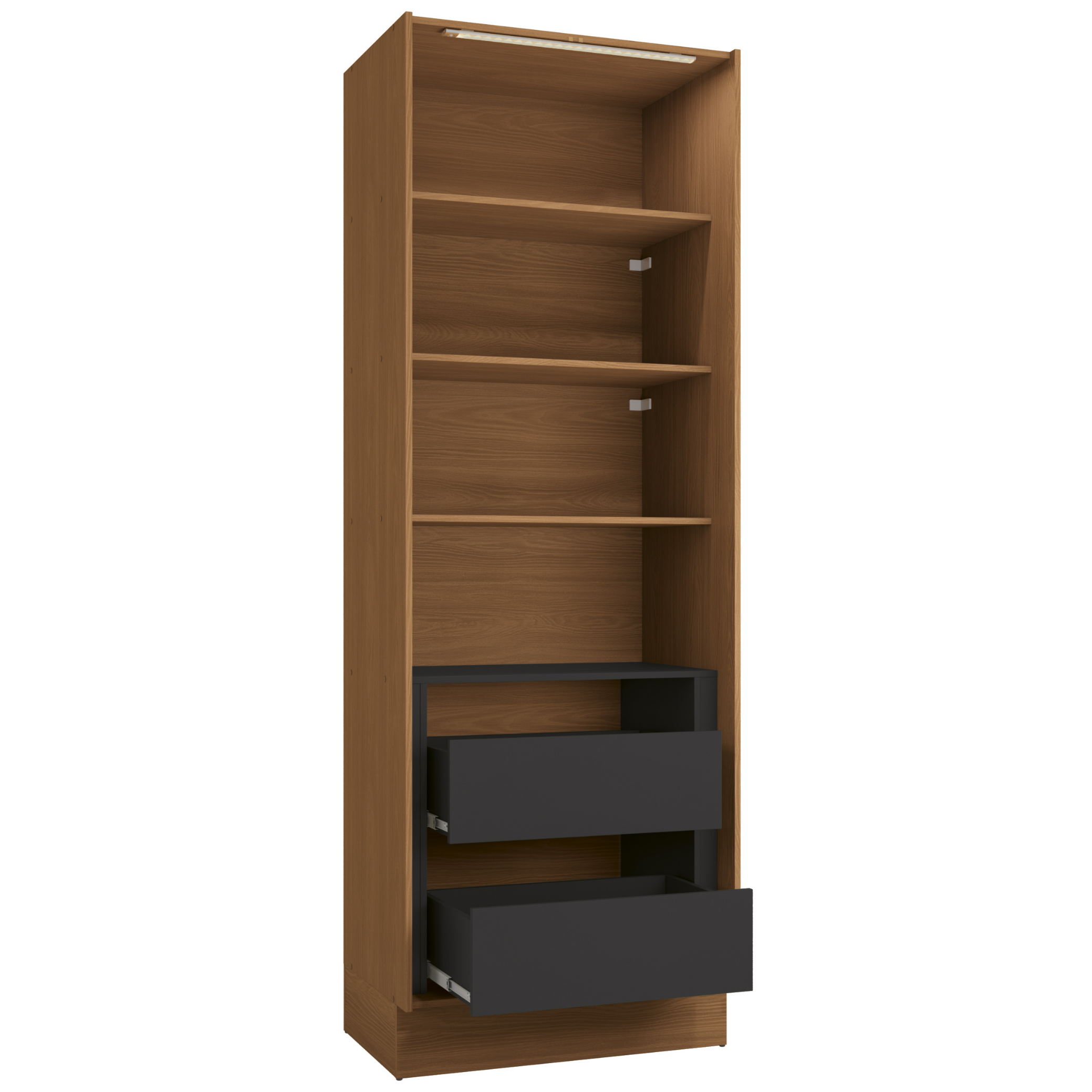 Cristaleira Vibra Kappesberg 80cm 2 Portas com LED Canela e Grafite