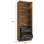 Cristaleira Vibra Kappesberg 80cm 2 Portas com LED Canela e Grafite