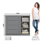 Cômoda Americana Henn 4 Gavetas 1 Porta Cinza