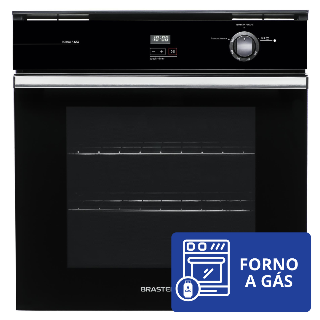 Kit Brastemp de Embutir Forno à Gás 84L BOA84AE + Micro-ondas 32L BM146AE Preto 220V