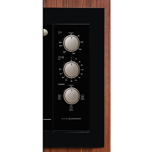 Kit Fischer de Embutir Forno Elétrico 48L Fit Line + Micro-ondas 25L Fit Line Preto 220V