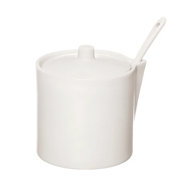 Açucareiro de Porcelana Etilux Manhattan com Colher 300ml Branco