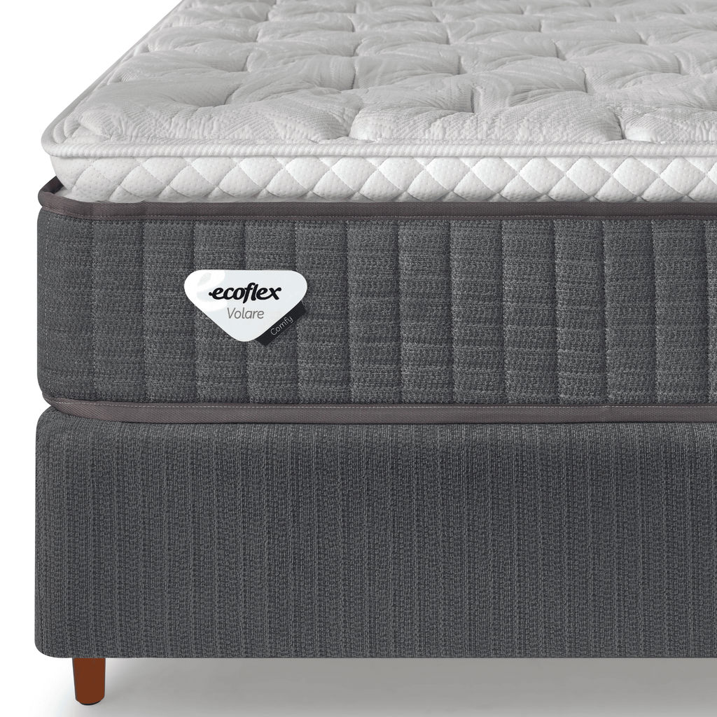 Conjunto Cama Box Comfy Queen Ecoflex 158x198x76cm Molas Ensacadas Grafite