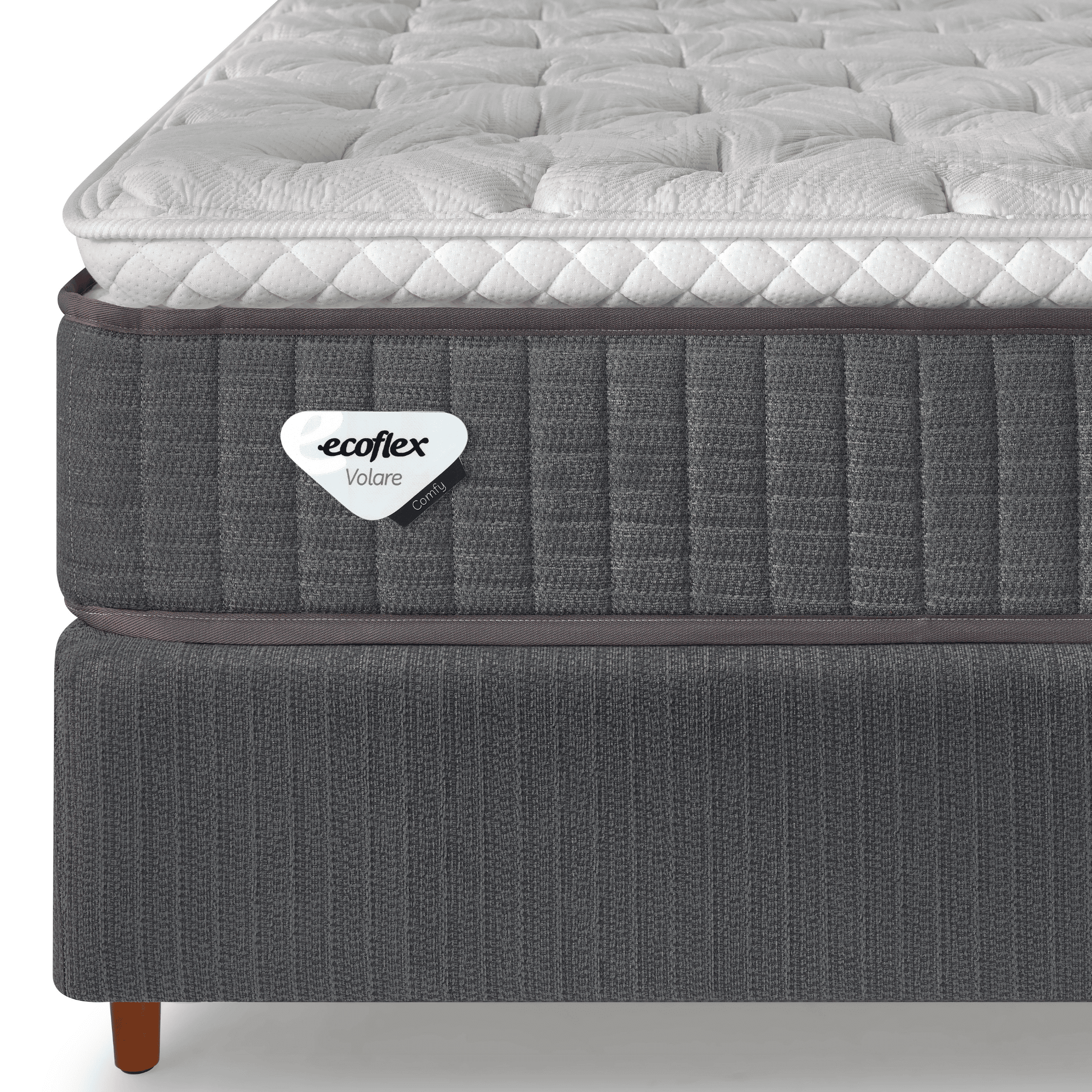 Conjunto Cama Box Comfy Queen Ecoflex 158x198x76cm Molas Ensacadas Grafite
