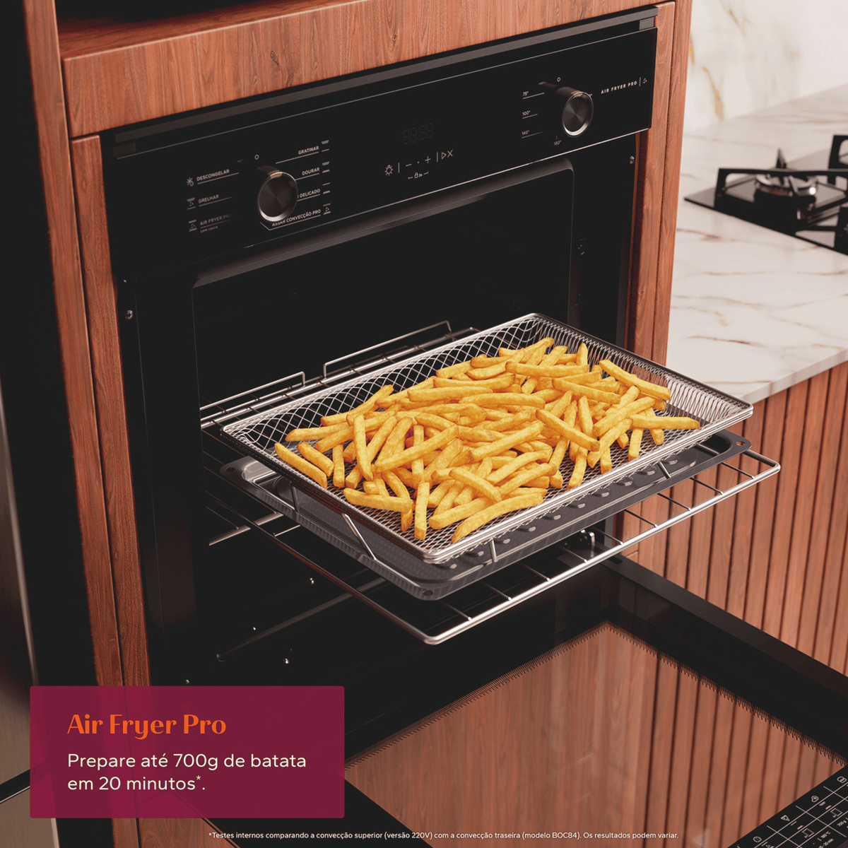 Forno de Embutir Elétrico Brastemp 84L BOX84AE com Air Fryer Pro Preto 220V