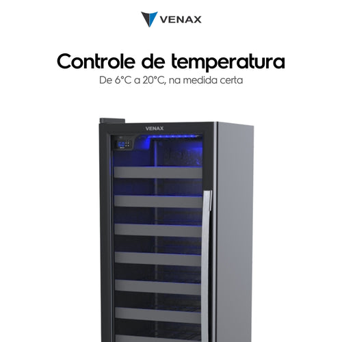 Adega Venax 50 Garrafas Piubella 1 Porta Invertida 19938 Preto 110V