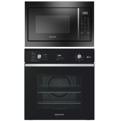 Kit Brastemp de Embutir Forno Elétrico 84L BOF84AE + Micro-ondas 32L BM146A Preto 220V