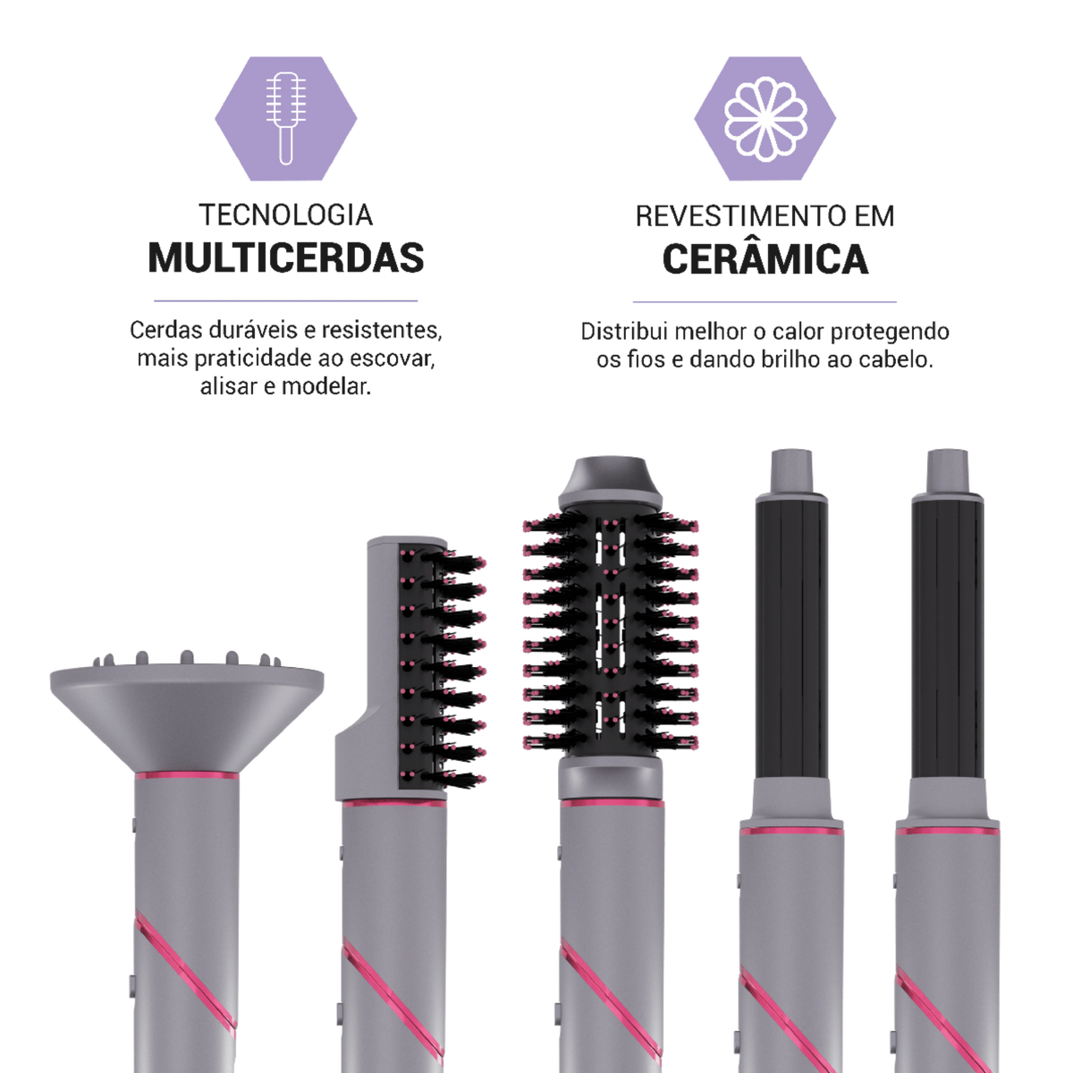 Secador de Cabelo Philco Tecnologia Fast Dry 1450W Cinza e Rosa 220V