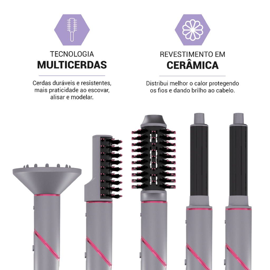 Secador de Cabelo Philco Tecnologia Fast Dry 1450W Cinza e Rosa 220V