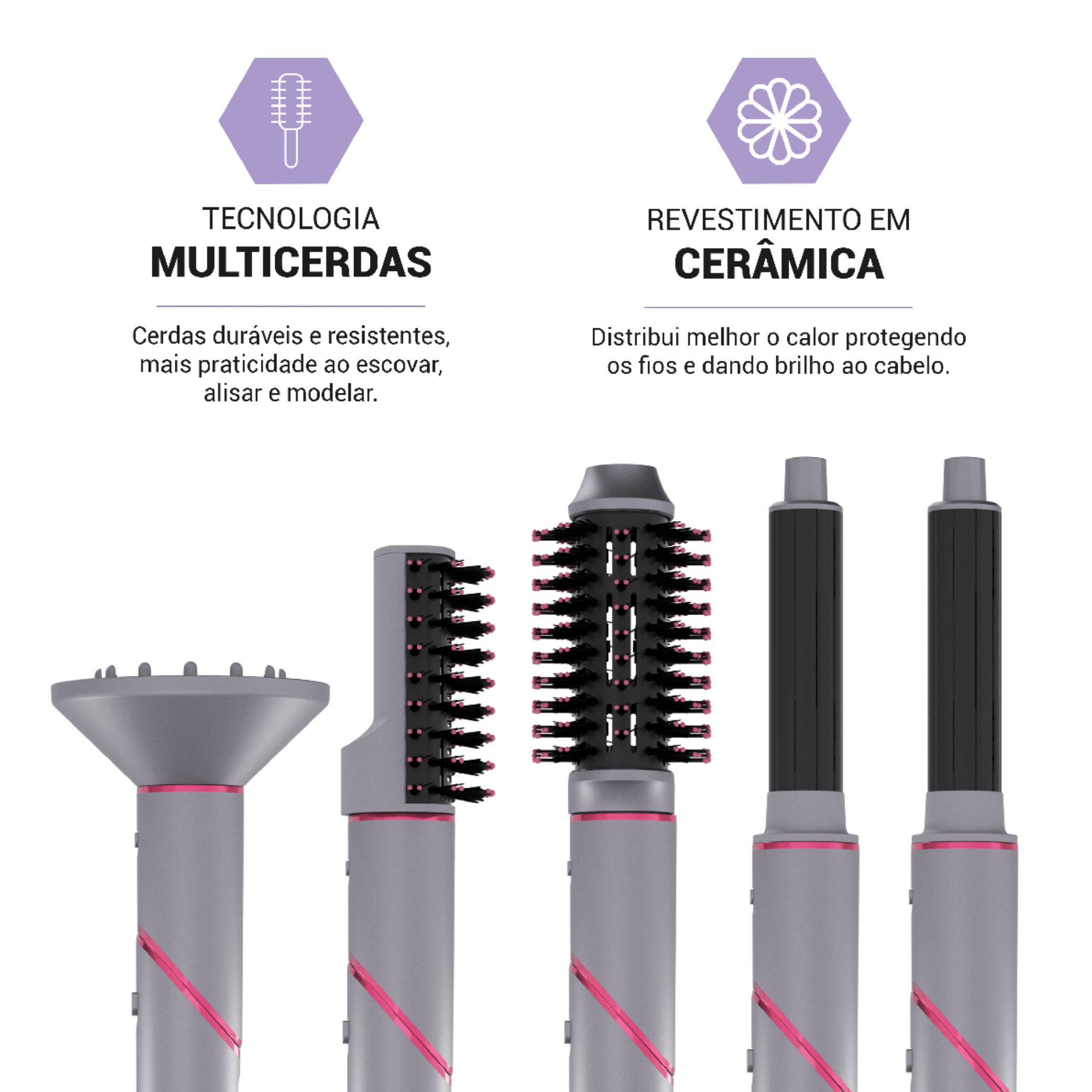 Secador de Cabelo Philco Tecnologia Fast Dry 1450W Cinza e Rosa 220V