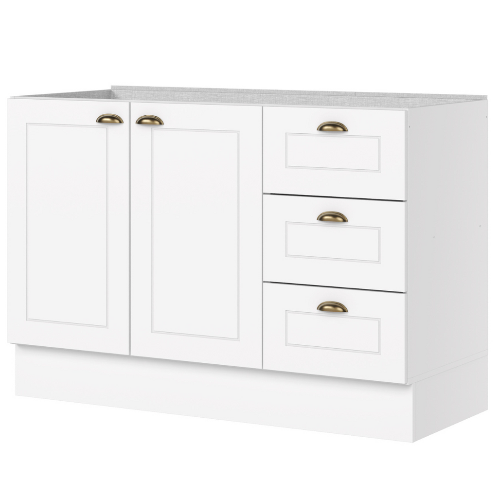 Balcão de Cozinha Americana Henn 100% MDF 2 Portas 3 Gavetas 120cm Branco HP