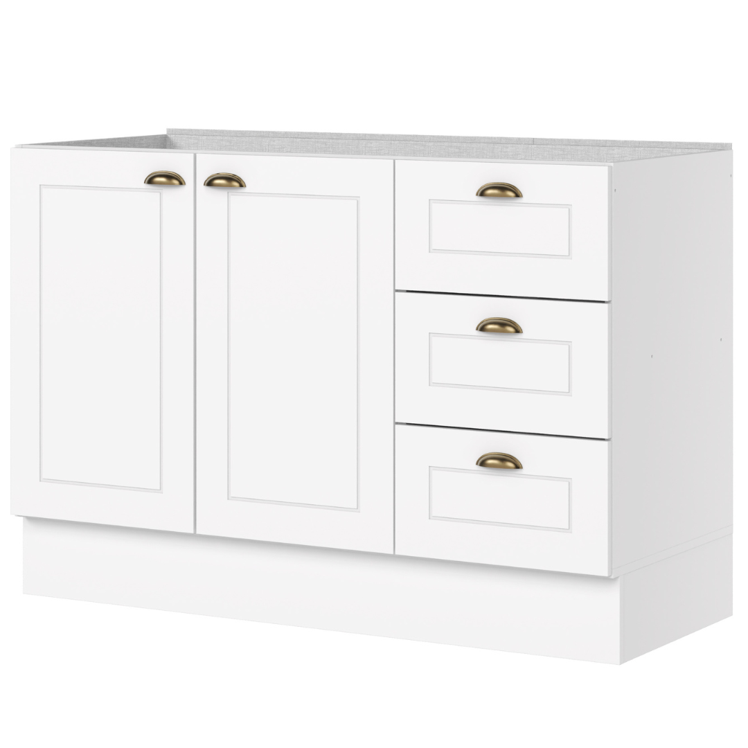 Balcão de Cozinha Americana Henn 100% MDF 2 Portas 3 Gavetas 120cm Branco HP