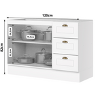 Balcão de Cozinha Americana Henn 100% MDF 2 Portas 3 Gavetas 120cm Branco HP