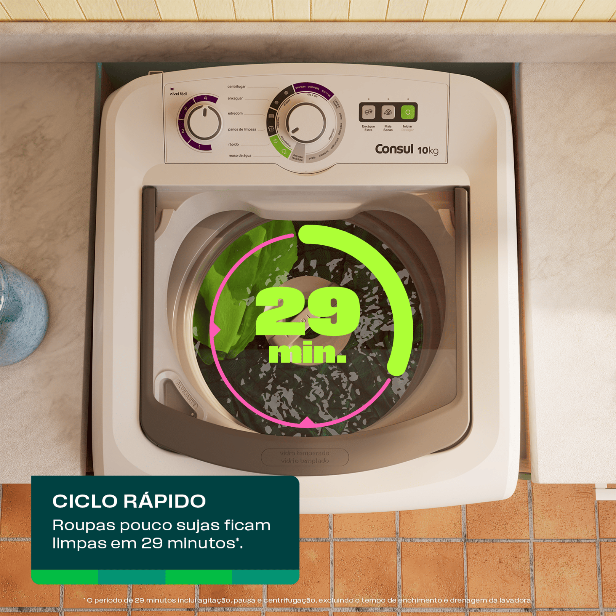 Lavadora de Roupas Consul 10Kg CWB10B Dosagem Econômica Branco 220V