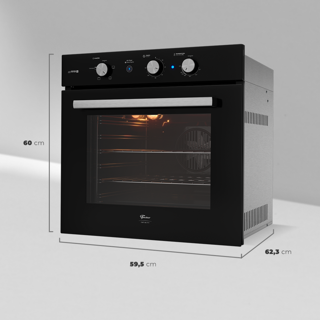 Kit Fischer de Embutir Forno Elétrico Infinity 78L com Air Fryer + Micro-ondas 25L Fit Line Preto 220V