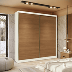 Roupeiro T592 Kappesberg 220cm 2 Portas Correr Flex Off White e Canela