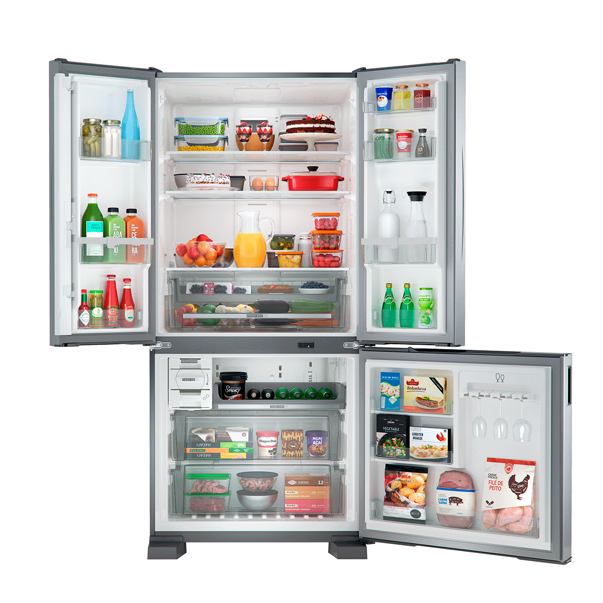 Refrigerador Brastemp 554L BRO85AK 3 Portas French Door Inverter Cor Inox 220V