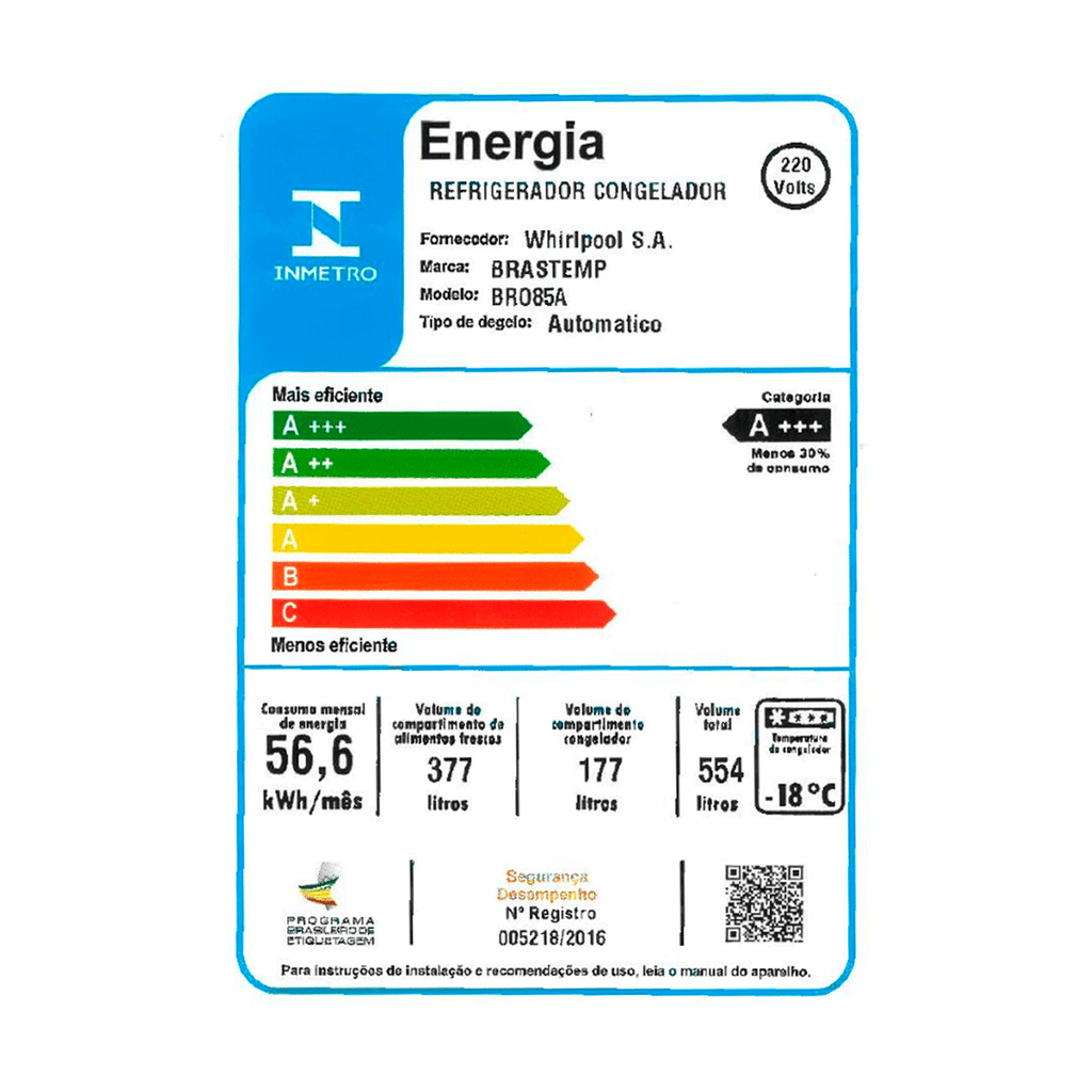 Refrigerador Brastemp 554L BRO85AK 3 Portas French Door Inverter Cor Inox 220V