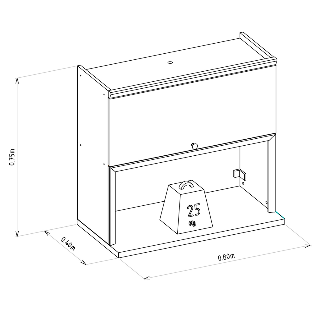 Armário Aéreo de Cozinha Selene Linea 100% MDF 1 Porta Basculante 1 Nicho 80cm Jequitibá e Off White