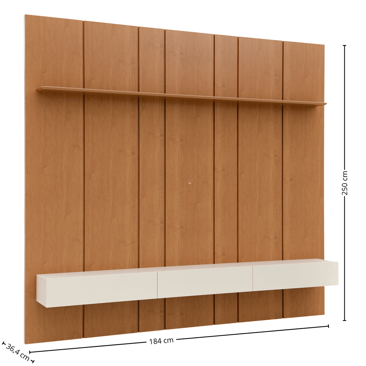 Home Painel Liso Slim Suspenso Imcal 184cm com Led Nature e Off White