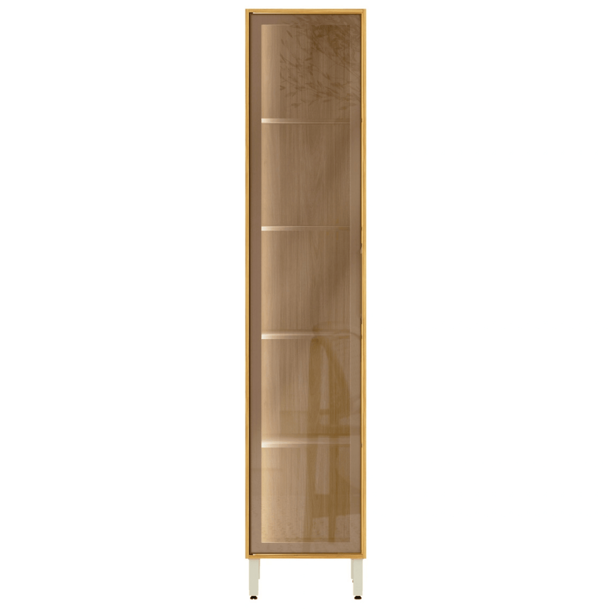 Cristaleira Plena Demóbile 48cm 1 Porta Reflecta com LED Cinamomo e Nude