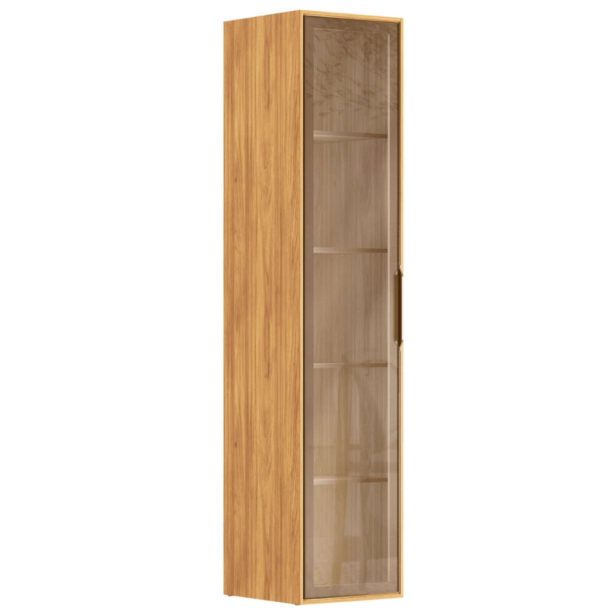 Cristaleira Plena Demóbile 48cm 1 Porta Reflecta com LED Cinamomo e Nude