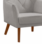 Poltrona Grecia 70cm Konfort Pés Trapézio Castanho Linho Cinza
