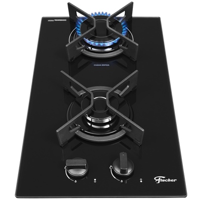 Cooktop à Gás Fischer 2 Bocas Fit Line Trempe Iron Preto Bivolt