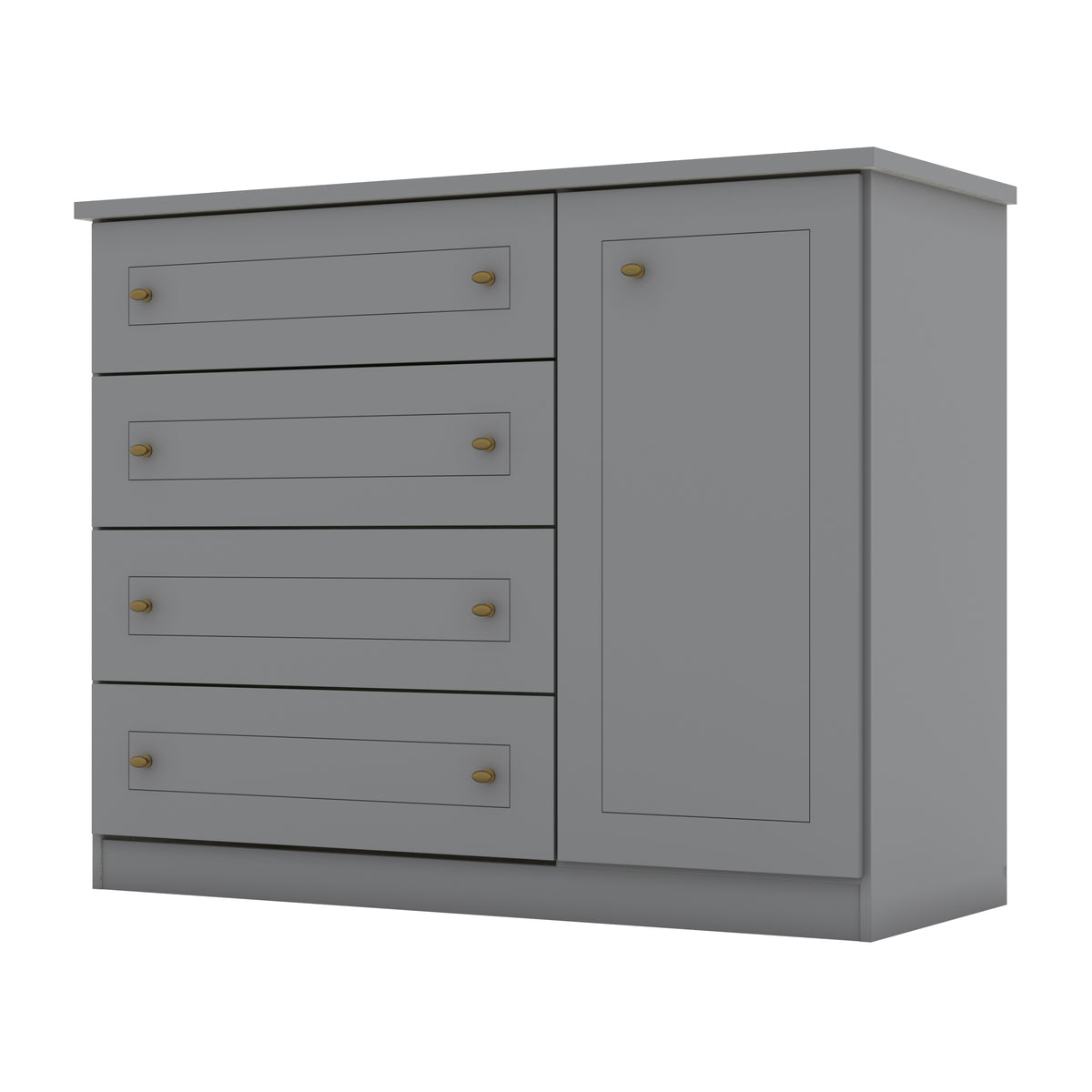 Cômoda Americana Henn 4 Gavetas 1 Porta Cinza
