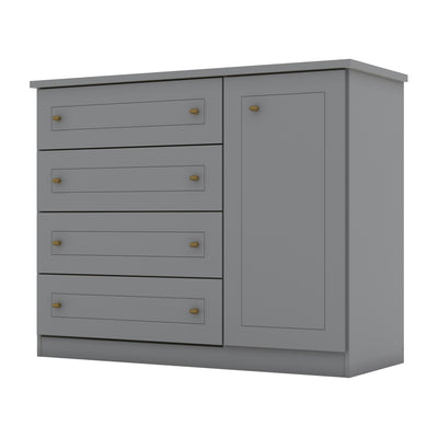 Cômoda Americana Henn 4 Gavetas 1 Porta Cinza