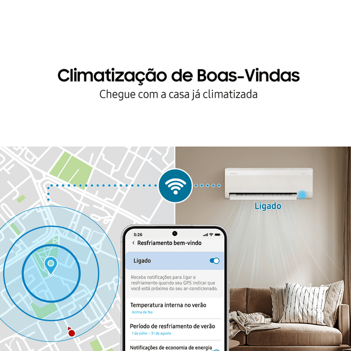 Ar-Condicionado Split Inverter Samsung 24000 BTUs WindFree AI Wi-fi Frio Branco 220V