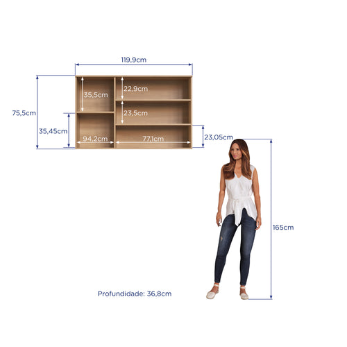 Armário Aéreo de Cozinha Isabelle Delmarco 120cm 3 Portas Freijó e Arenas